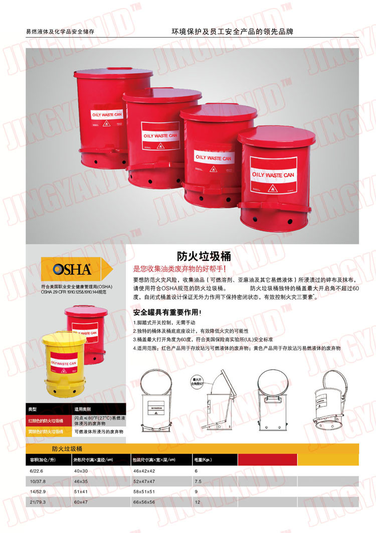 防火垃圾桶，化學(xué)品垃圾桶，油漬廢棄物回收桶