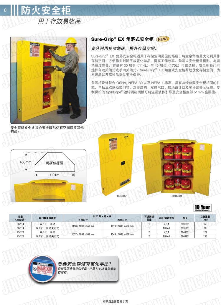 美國杰斯瑞特，防火安全柜，justrite防火柜，justrite安全柜，防爆柜justrite，8917008，4M9435